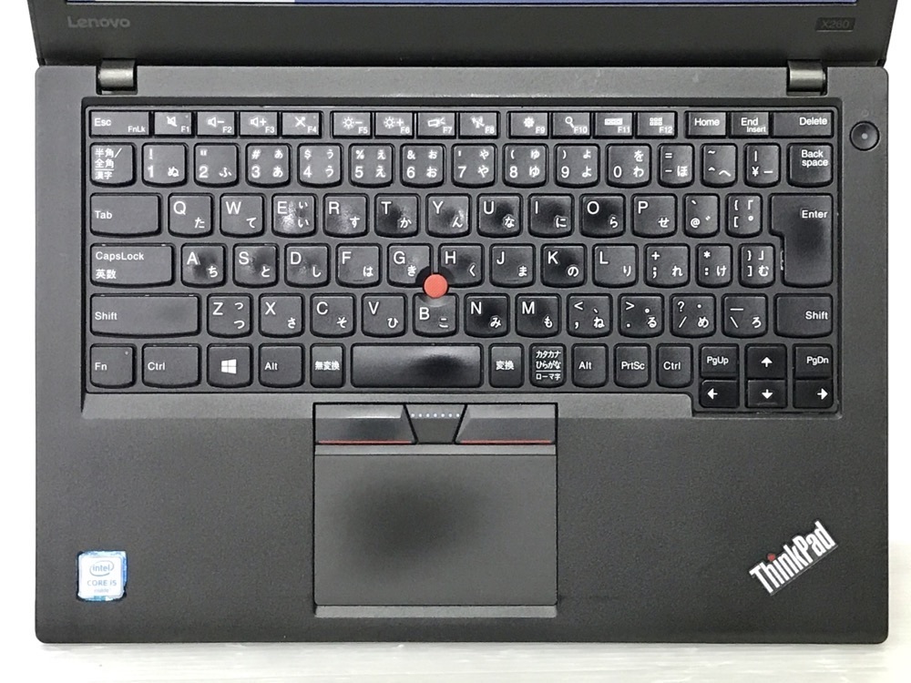 8GBメモリ SSD搭載 12.5型モバイルノート Lenovo ThinkPad X260 (Core i5-6200U 2.3GHz/8GB/SSD 120GB/Wi-Fi/Windows10 Pro)[290201+]_キーボード、パッド部テカリあり