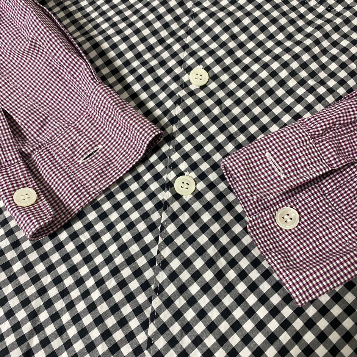 美品 AD 2003 アーカイブ コムデギャルソン オム バイアス 切替 ギンガムチェック シャツ M COMME des GARCONS homme shirt 田中の画像8