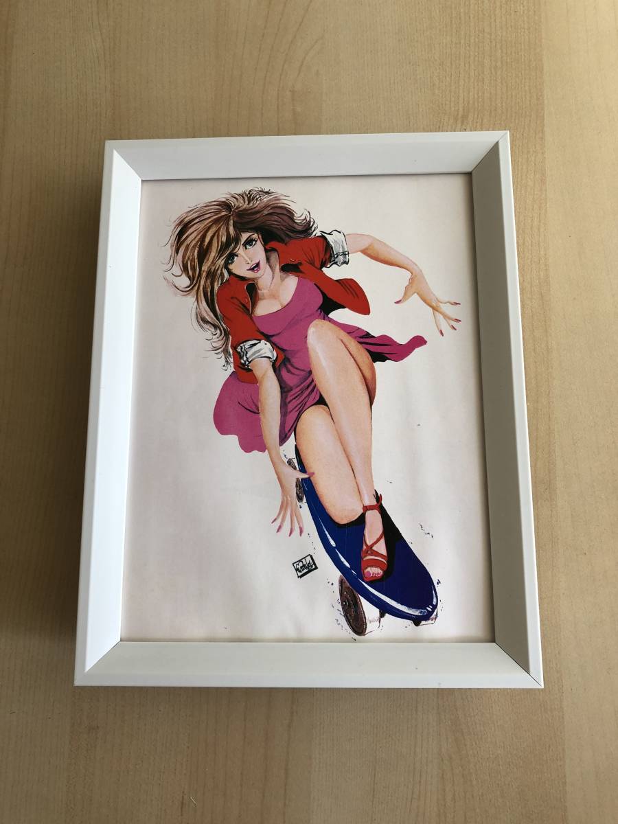 kj ☆額装品☆ ルパン三世 峰不二子 モンキーパンチ 貴重イラスト 2L