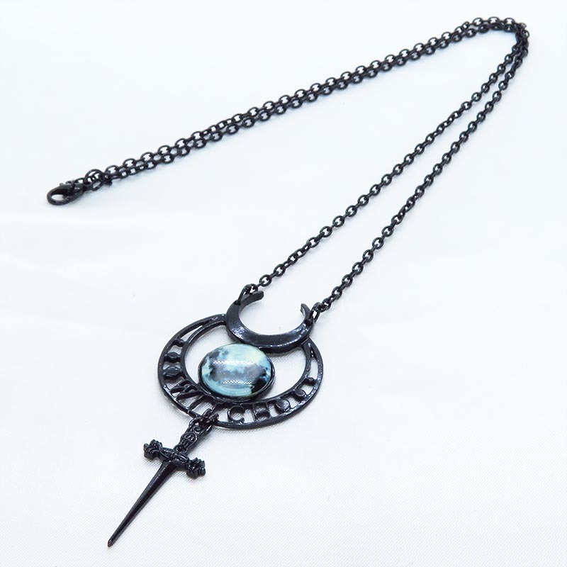  gothic style black moon necklace so-do.. woman wichi three day month Triple moon bread clock men's lady's 