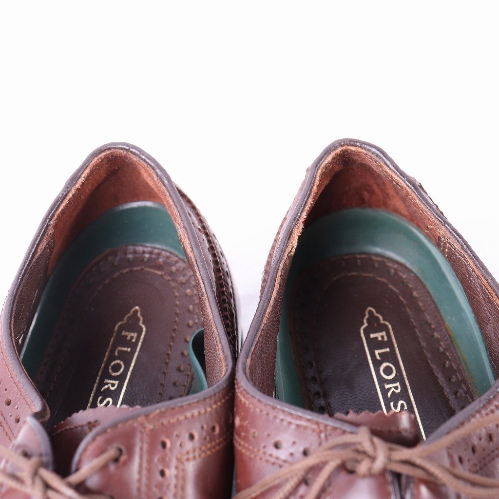 フローシャイム 7 EEE/ウイングチップ 内羽根 茶 メンズ ドレスシューズ 30308 ヴィンテージ Florsheim 古着 中古 ds3008_画像8