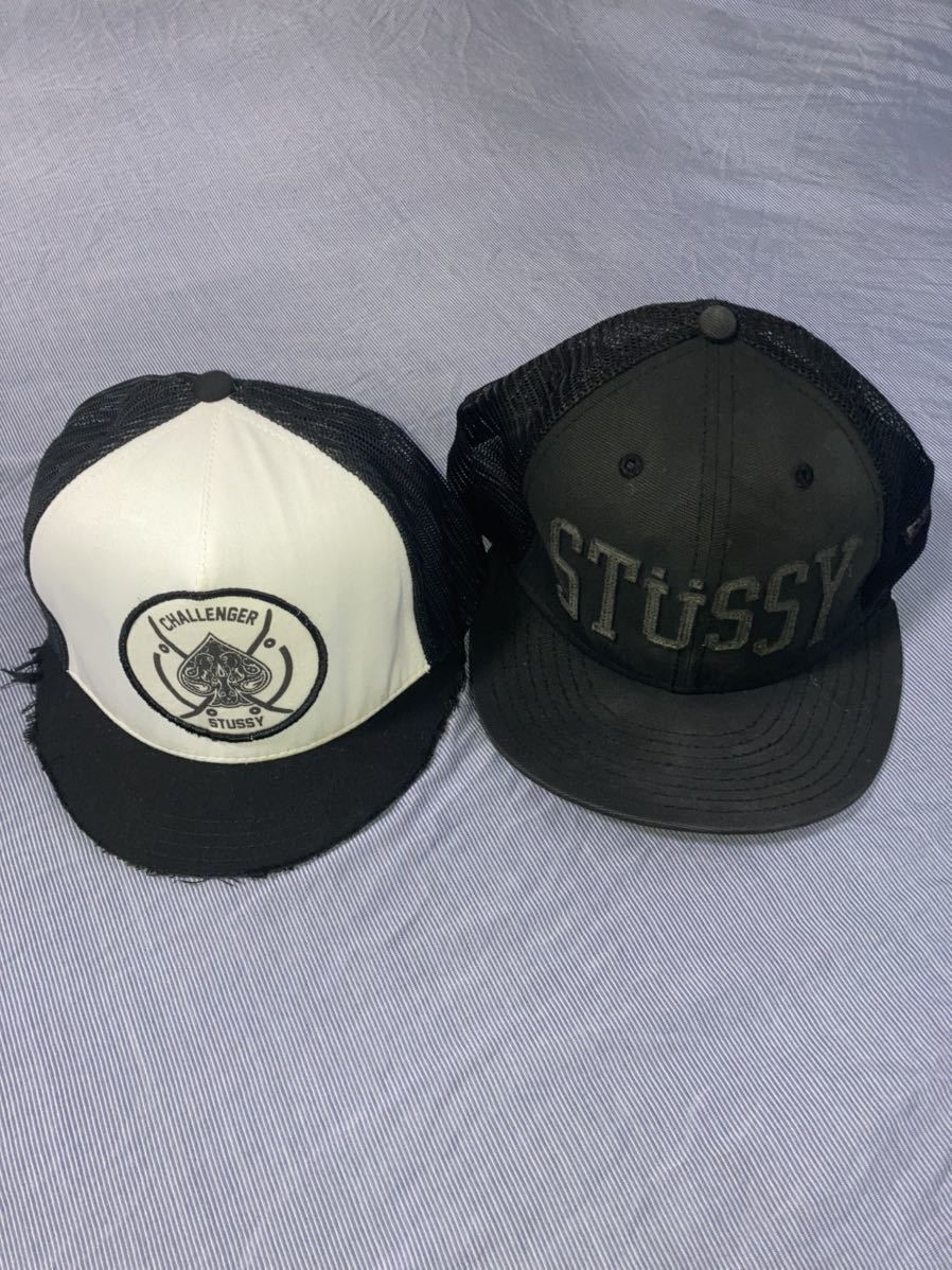 希少 ステューシー チャレンジャー コラボ ツバ切り キャップ stussy メッシュ