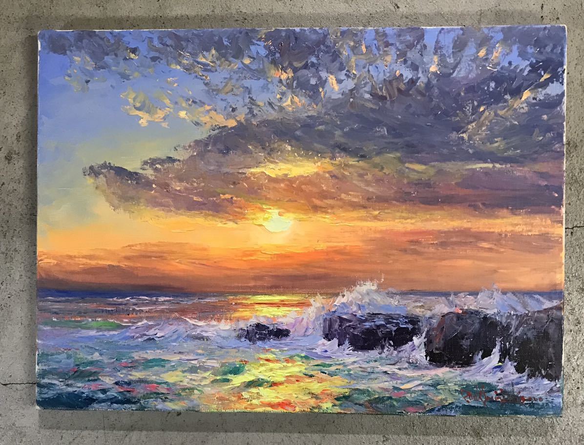 おトク情報がいっぱい！ 油絵 絵画【夕暮れ海】 | www.cvsreifen.de