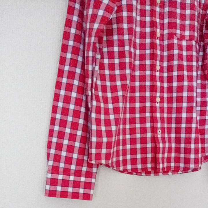 Abercrombie＆Fitch　　　コットンオックスフォード長袖ボタンダウンチェックシャツ　　Ｓ　　赤×紺×白_画像3