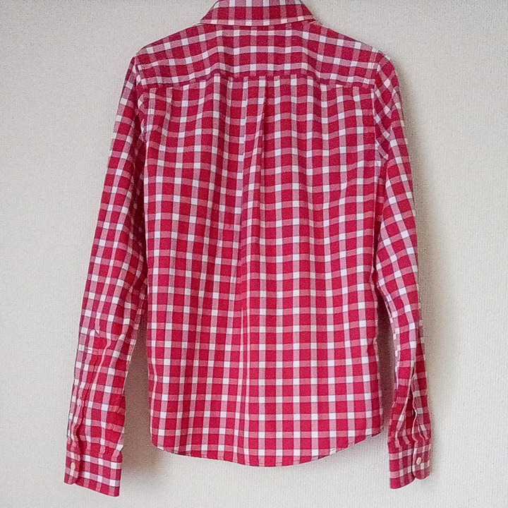 Abercrombie＆Fitch　　　コットンオックスフォード長袖ボタンダウンチェックシャツ　　Ｓ　　赤×紺×白_画像5