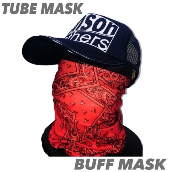 送料無料 TUBE MASK BUFF MASK ストレッチ チューブマスク Red Paisley /バイカー バフマスク HUF マフ ジョギング UV対策 紫外線防止 防風_画像2