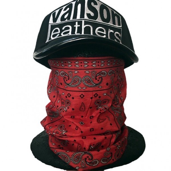 送料無料 TUBE MASK BUFF MASK ストレッチ チューブマスク Red Paisley /バイカー バフマスク HUF マフ ジョギング UV対策 サイクリング_画像3