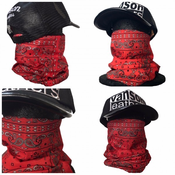 送料無料 TUBE MASK BUFF MASK ストレッチ チューブマスク Red Paisley /バイカー バフマスク HUF マフ ジョギング UV対策 紫外線防止_画像4