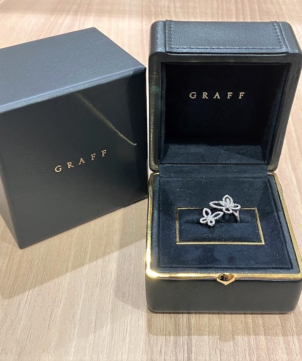 【ITGNHFHA955E】GRAFF グラフ White Double Pave Diamond Butterfly Motif Ring バタフライ シルエット ダイヤ リング GR78631 13号