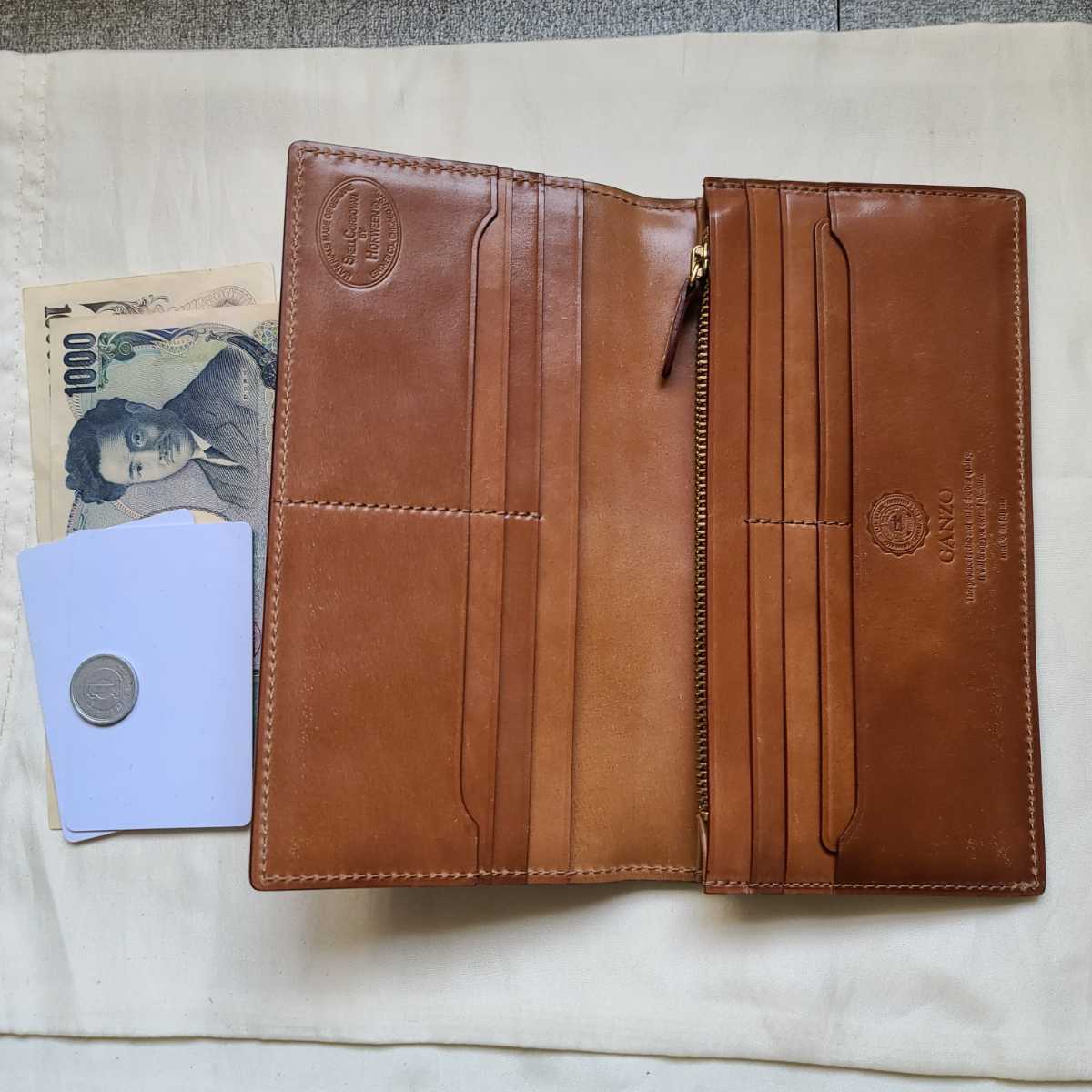 新品 交渉可 シェルコードバン ガンゾ GANZO コードバン 財布 札入れ