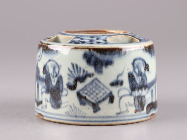 中国古玩 唐物 明代 古美術 書道具 染付 陶硯 時代物 極上品 初だし品 