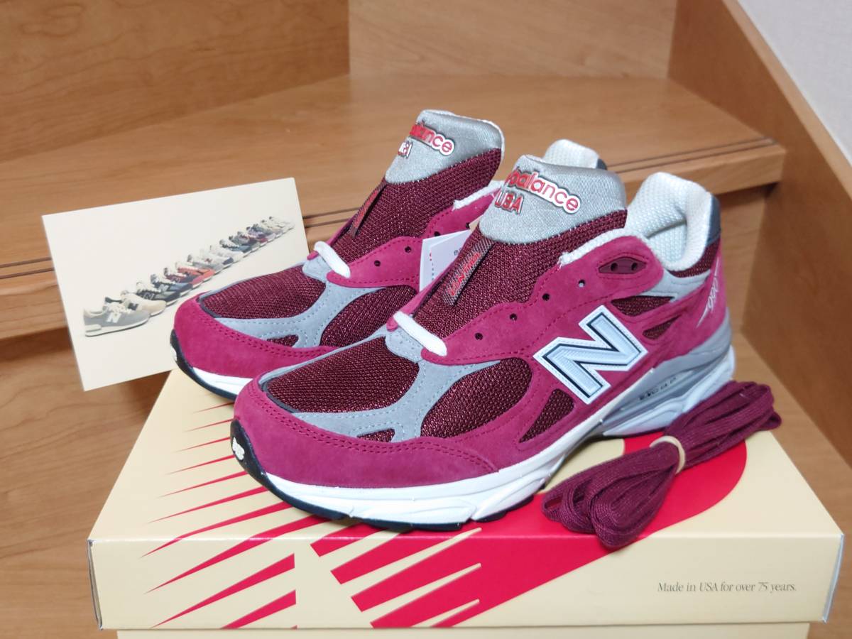 新品未使用品　New Balance ニューバランス　M990TF3　27.0cm(D) US9　MadeInUSA USA製 アメリカ製　M990v3　バーガンディ　シルバー