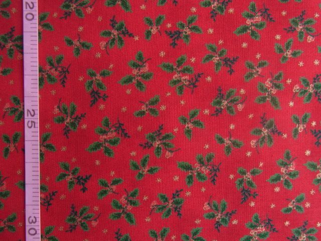 ★Handwork*Fabric♪スケア♪X'mas♪ヒイラギ(赤)♪109×30★【NE1980-B】