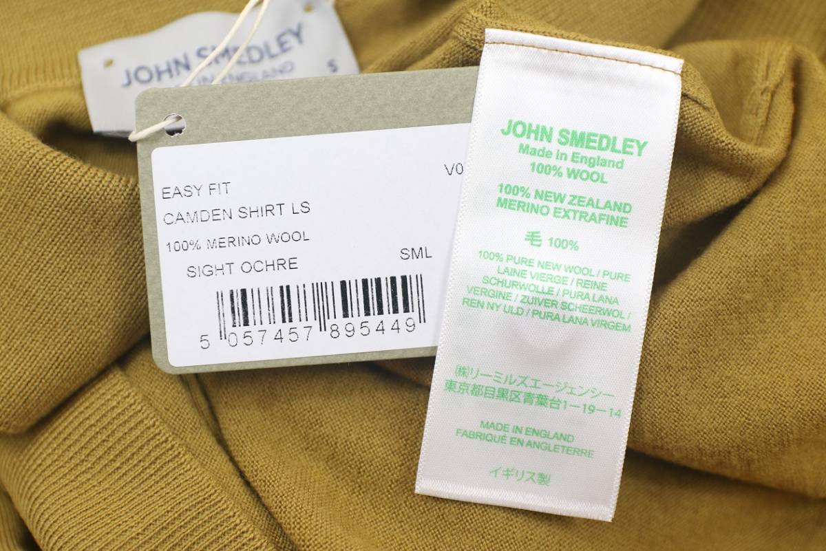 新品 John Smedley　ジョンスメドレー　 最高級メリノウール　 ロングポロ　Sサイズ 　SIGHT OCHRE_画像5