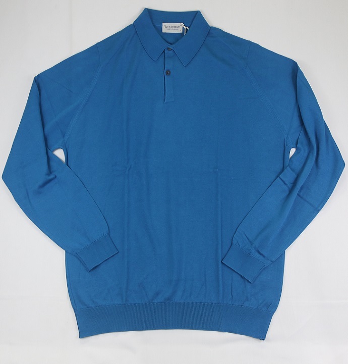 新品 John Smedley　ジョンスメドレー 最高級シーアイランドコットン　ロングポロ　 XLサイズ 　BLUE SWELL