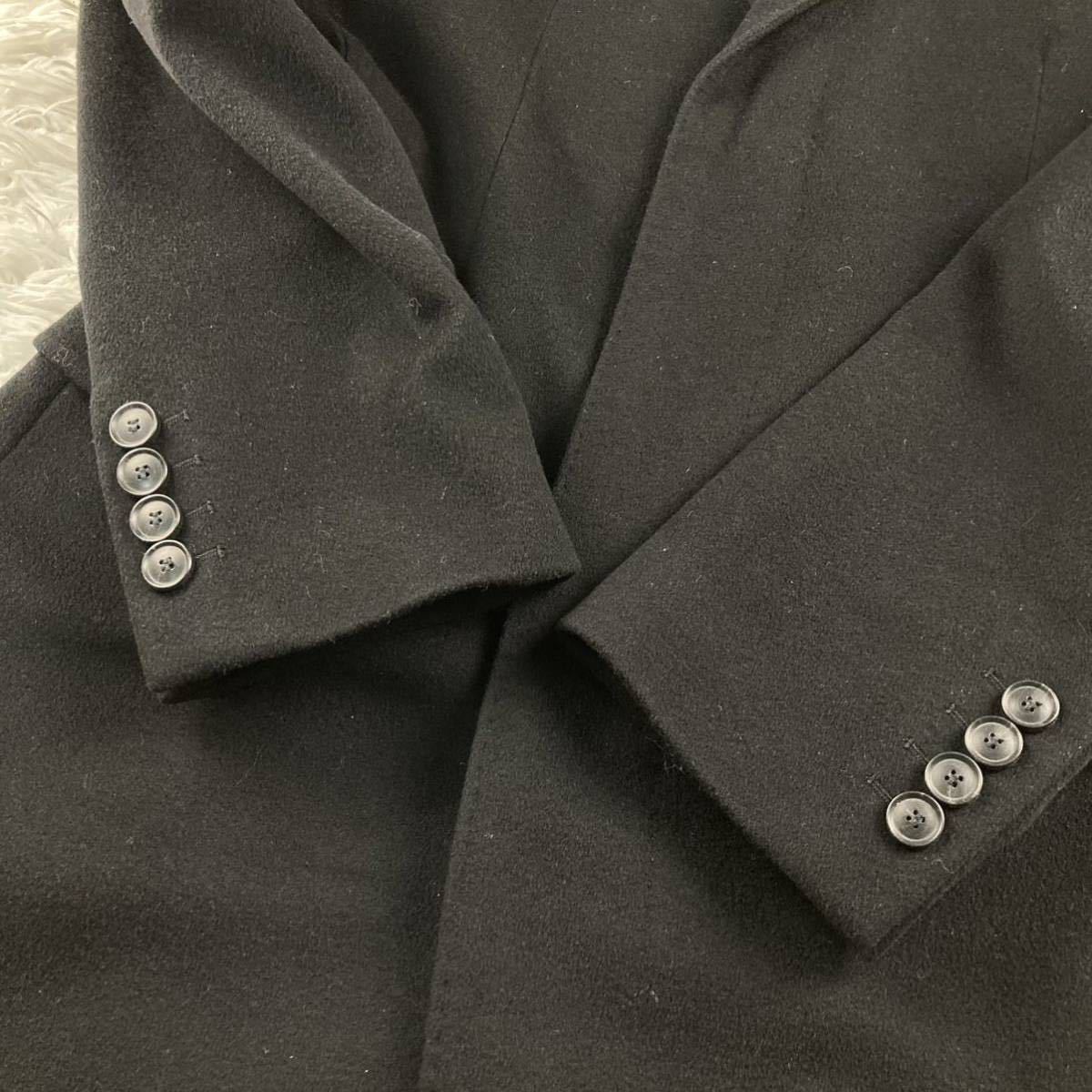 極上カシミヤ素材 ヒューゴボス×【伊】COLOMBO社 HUGOBOSS チェスターコート ジャケット 50 Lサイズ ブラック 黒
