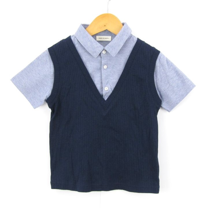  чувство ob wonder короткий рукав оскфорд рубашка накладывающийся надеты способ лучший для мальчика 120 размер темно-синий голубой Kids ребенок одежда sense of wonder