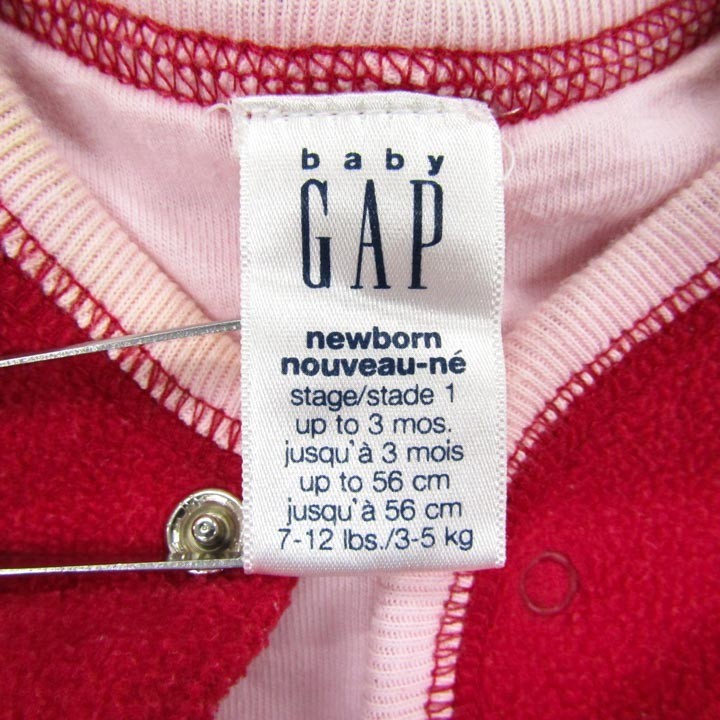 ベビーギャップ 60㎝相当 新生児 ロンパース ノースリーブ 女の子用 3-5kgサイズ 赤 ベビー 子供服 baby GAP_画像3