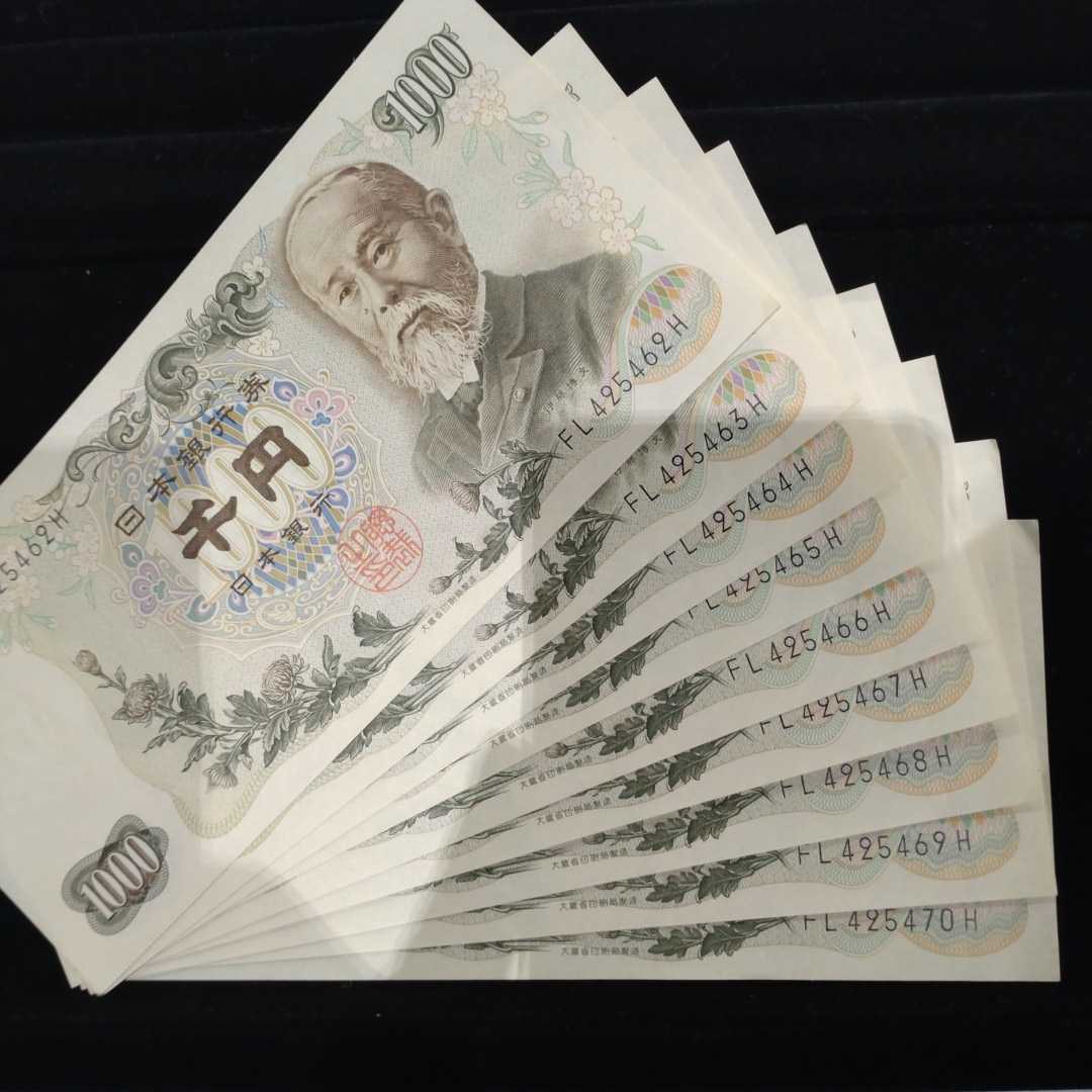 ◇旧紙幣◇日本銀行券C号［9連番］伊藤博文1000円札