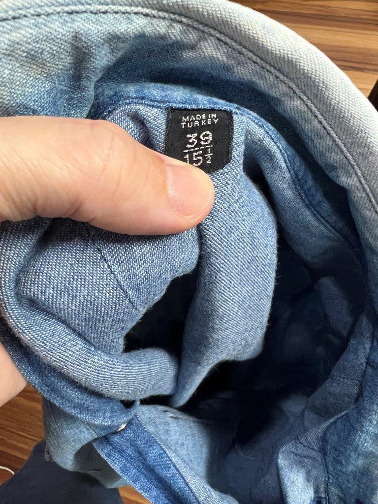 トムフォード TOM FORD 究極 デニム インディゴ サファリ シャツ 国内正規品 定価15万 size39 ジャケット ライダース _画像10