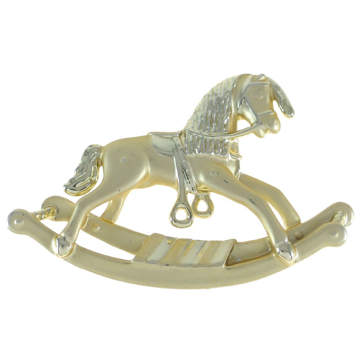 A8103 ◆ [AJC] ◆ Мотив лошадки-качалки * Деревянная лошадь матовый оттенок желтого золота Рождество ◆ Винтажная брошь ◆ 