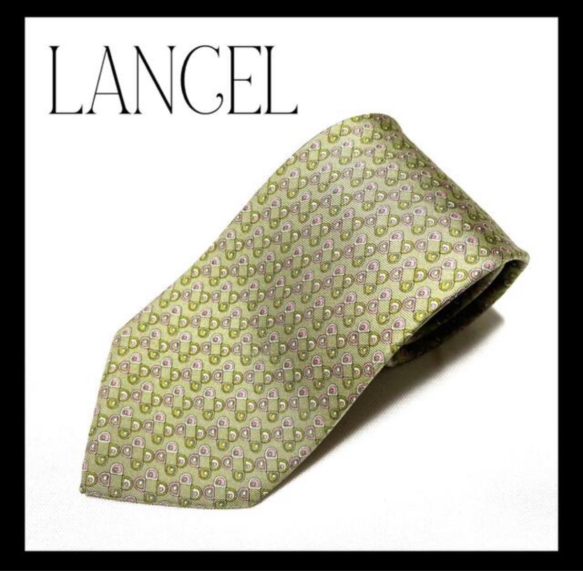 【美品】ランセル LANCEL ネクタイ シルク くすみグリーン 総柄