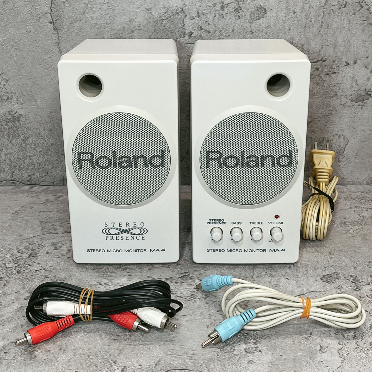 【動作品】Roland ステレオマイクロモニター MA-4 ローランド アンプ内蔵 音響 PC 配線おまけ №221020