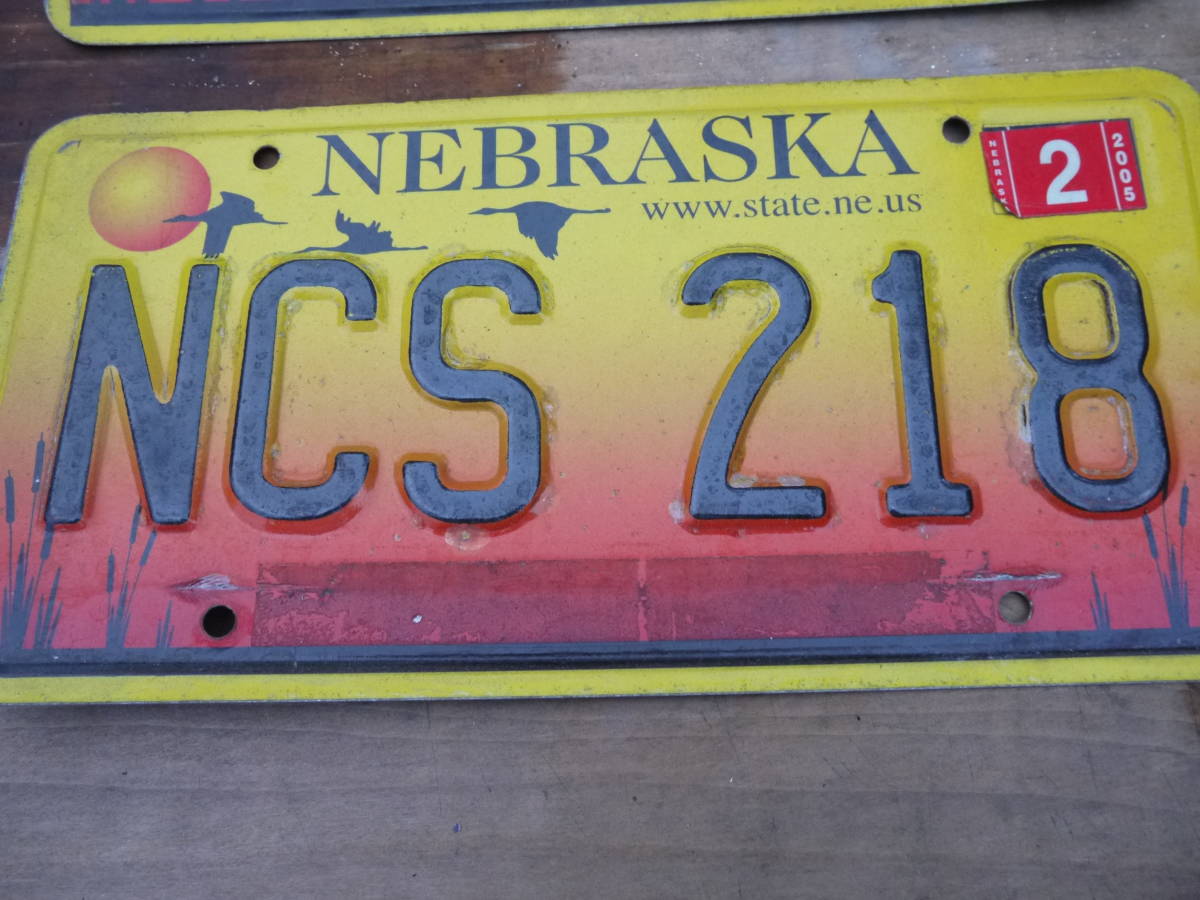 【A21003】アメリカ合衆国/USA/ネブラスカ州車用ナンバープレート「NCS 218」/2005年 NEBRASKA　2枚組_画像2