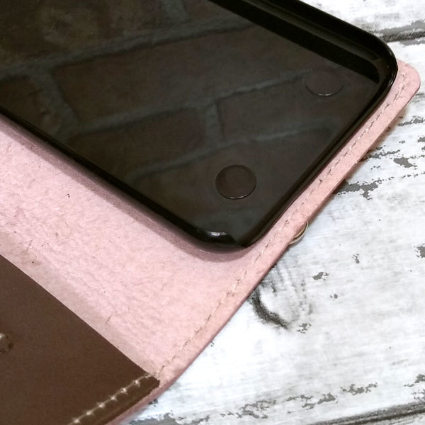 手帳型ケース　iPhone 12 12pro 用 ハードカバー レザー スマホ スマホケース 携帯 スマホホルダー 革 本革 ピンク ショコラ