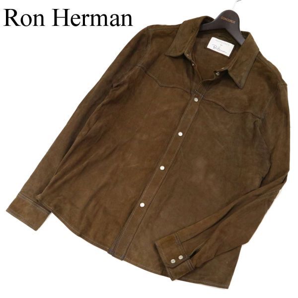 MEATPACKING D. for Ron Herman ロンハーマン別注 ミートパッキングD 羊革★ シープ スエード レザー シャツ Sz.L　メンズ　G2T03372_A#B_画像1