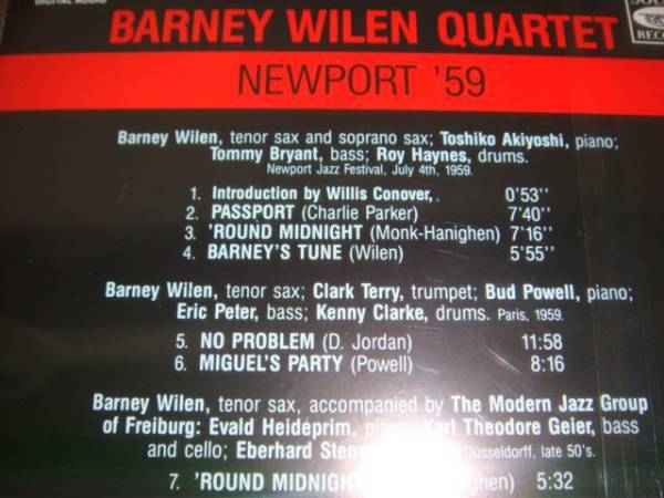 BARNEY WILEN NEWPORT 59 cd 秋吉敏子 バルネ ウィラン BUD POWELLの画像2