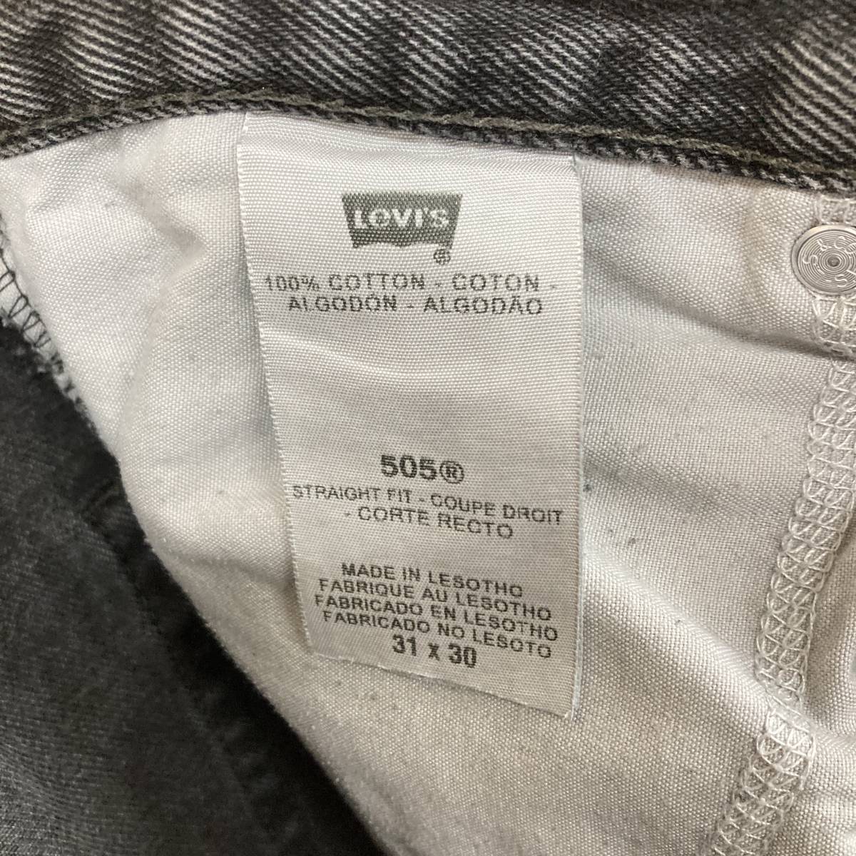 HB975【2003】Levi’ｓ 505 Ｗ31 Ｌ30 トップボタン裏3455 レソト製 インディゴ ジーンズ 古着 リーバイス【130102000022】_画像6