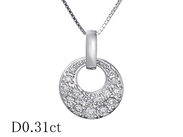 清水屋《送料無料》ダイヤモンド/0.31ct デザイン ネックレス K18WG ...