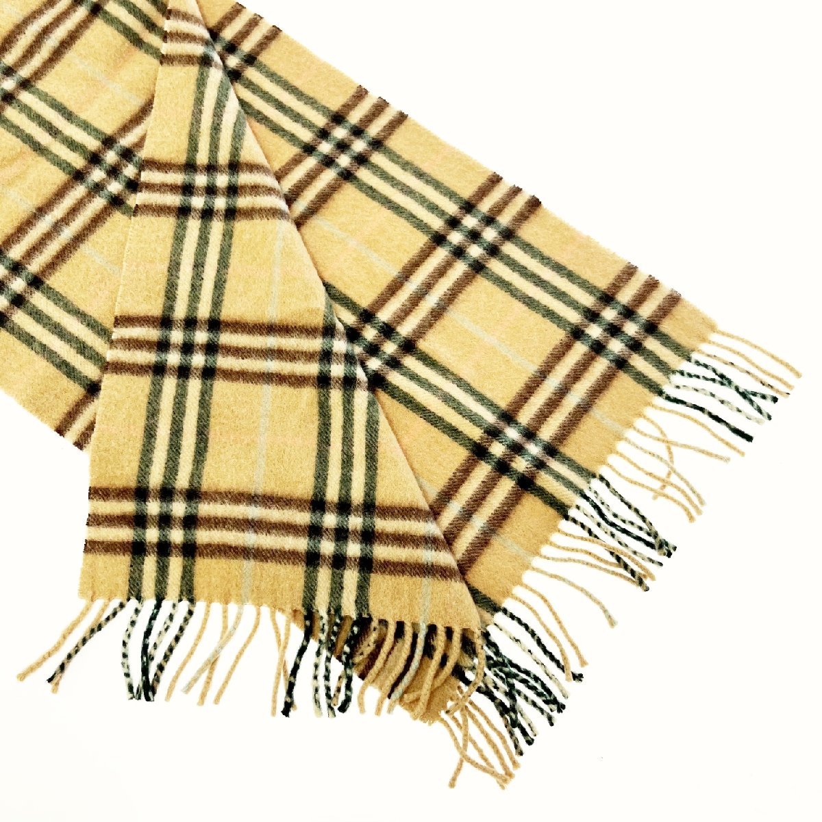 カシミア BURBERRY カシミア チェック ベージュ系 白タグの通販 by