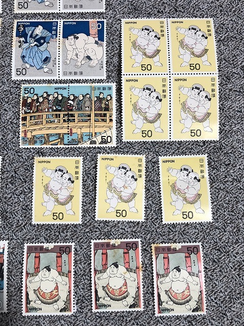 P-59★希少! 古い切手 レトロ 「相撲絵シリーズ」記念 50円 切手 レア まとめ売りの画像5