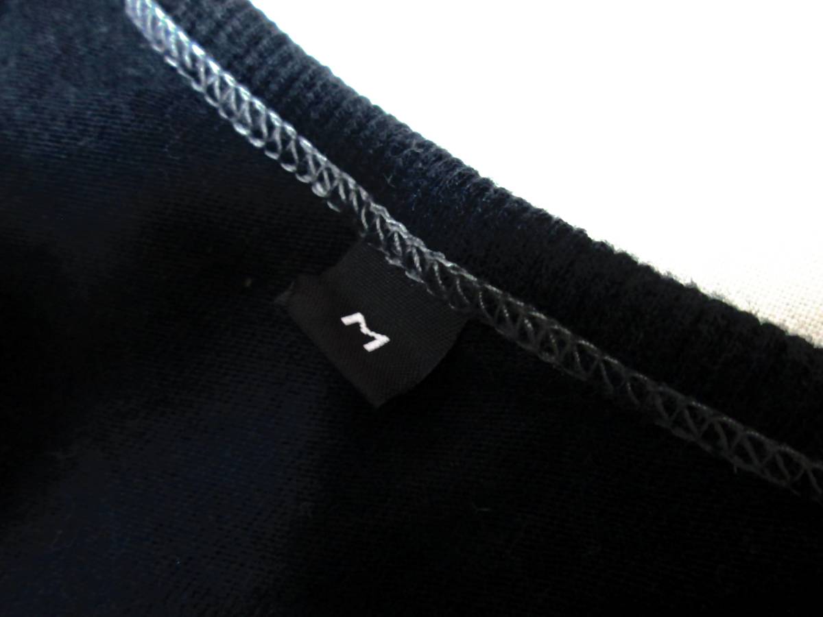 美品　無地　無印良品　良品計画　ＭＵＪＩ　7分丈丸首Tシャツ　黒色×白ステッチ　サイズM_画像6