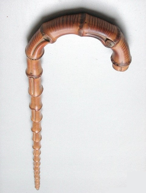 世2) 竹製 杖 ステッキ 88cm (( 竹根 竹