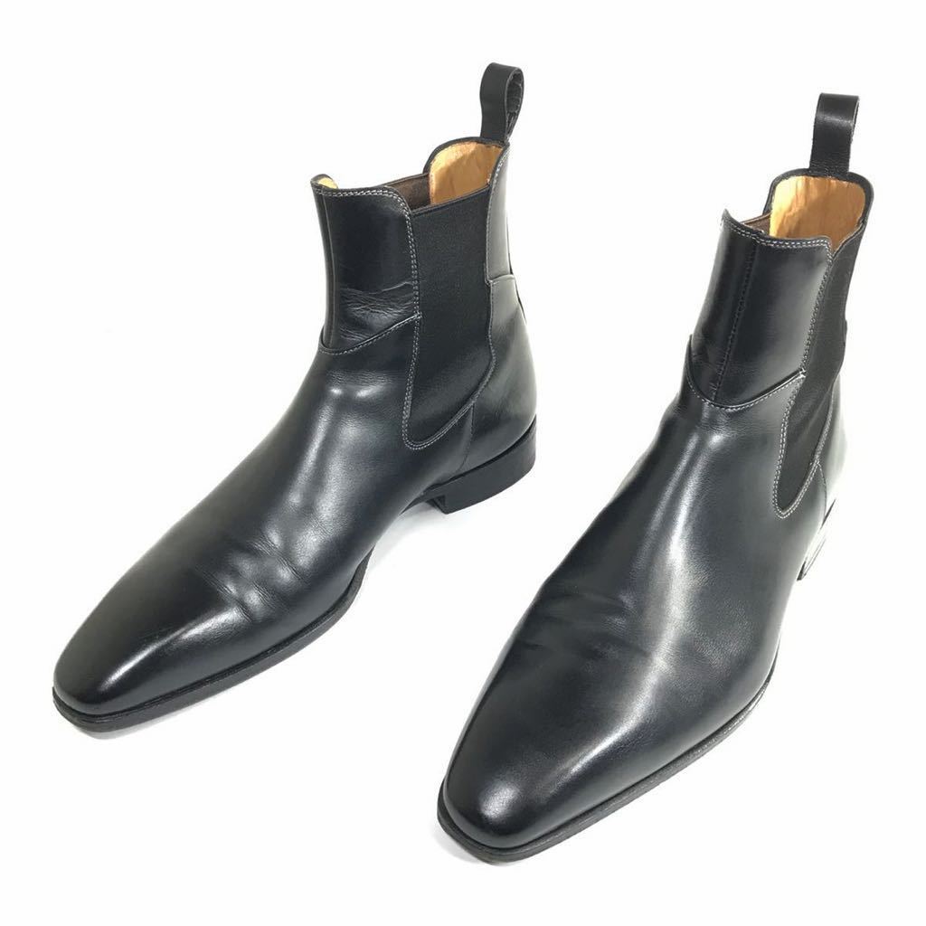 サントーニ】本物 Santoni 靴 24cm 黒 サイドゴアブーツ ショート