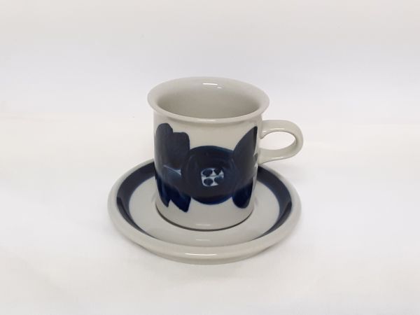 sa/ 希少 1971-75 手書き 旧ロゴ ARABIA anemone コーヒー カップ＆ソーサー オリジナル ヴィンテージ ウラ・プロコッペ ⑤　/DY-0641 1F