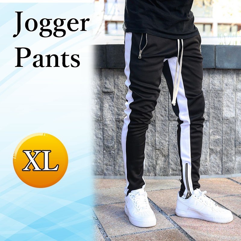 XL ポケット付 ジョガーパンツ ブラック ライン メンズジャージ スウェット 通販