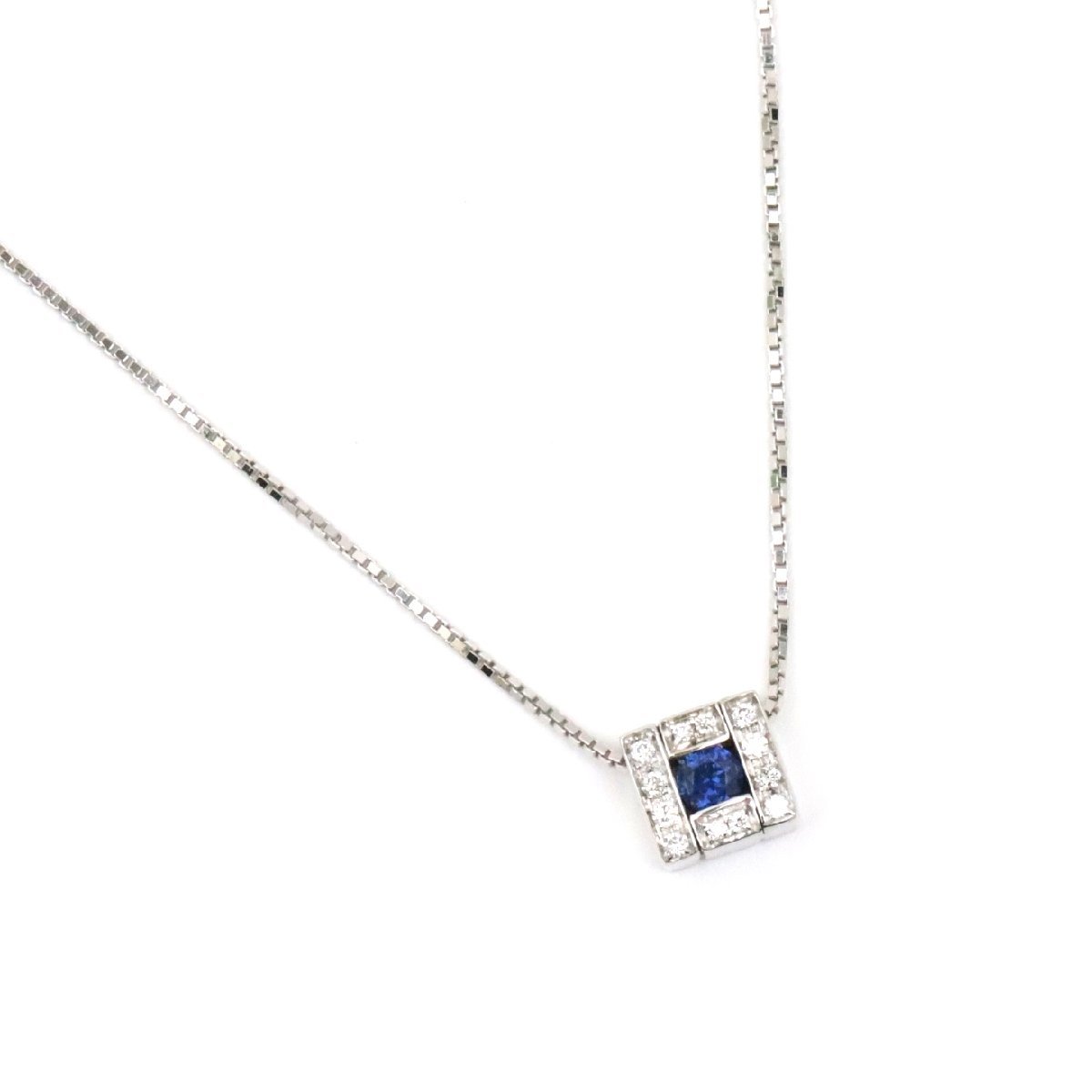 【待望★】 ベルエポック ダミアーニ 美品 スクエア Damiani ジュエリー レディース ホワイトゴールド K18WG 750 ダイヤモンド サファイア ネックレス その他 【待望★】 ベルエポック ダミアーニ 美品 スクエア Damiani ジュエリー レディース ホワイトゴールド K18WG 750 ダイヤモンド サファイア ネックレス その他