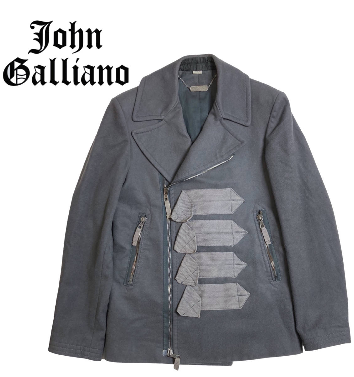 John Galliano ジョンガリアーノ カシミヤ ライダース コート イタリア製 44 ジャケット_画像1