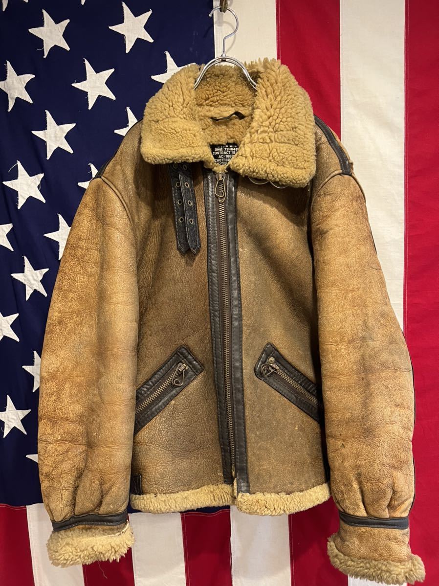 極上 希少 SCHOTT USA B-9 ムートン ボンバージャケット フライト eva