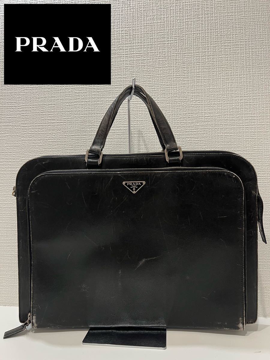PRADA プラダ イタリア製 白タグあり ブリーフケース ビジネスバッグ 【希望者のみラッピング無料】 PRADA ブリーフケース ビジネスバッグ サフィアーノ ブラック ビジネスバッグ
