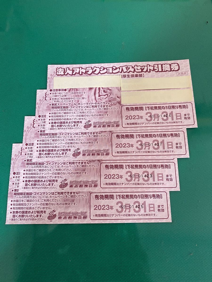 休日 ⭐️東武動物公園入園券 ⭐️〰︎2023年3月31日 ⭐️3枚セット