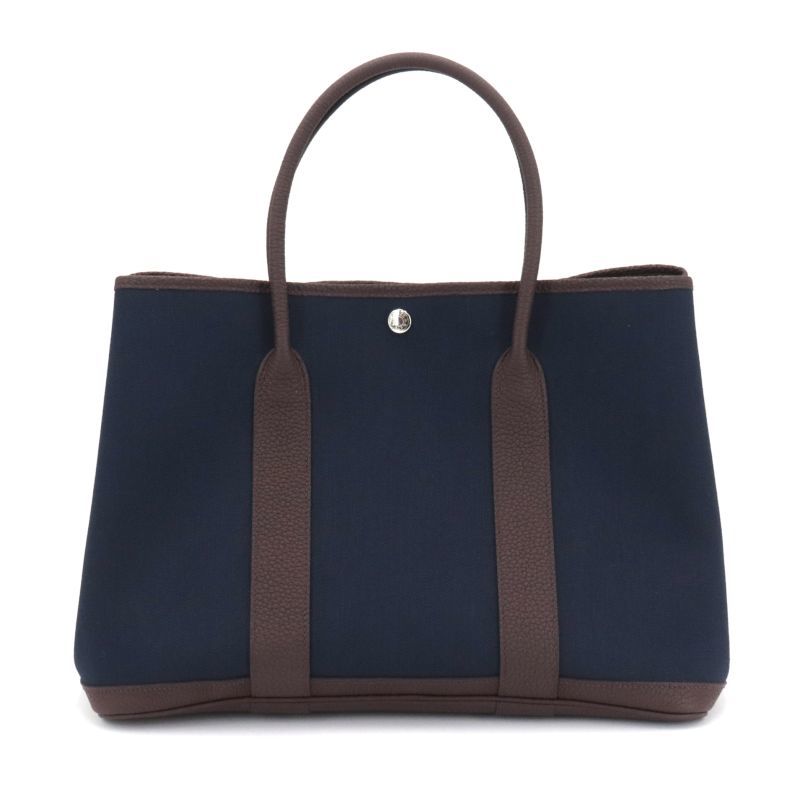 【SALE/10%OFF エルメス ガーデンパーティPM カントリー トワルオフィシェ キャンバス ネイビー ブラウン Z刻印 2021年 トートバッグ 中古 送料無料 elipd.org