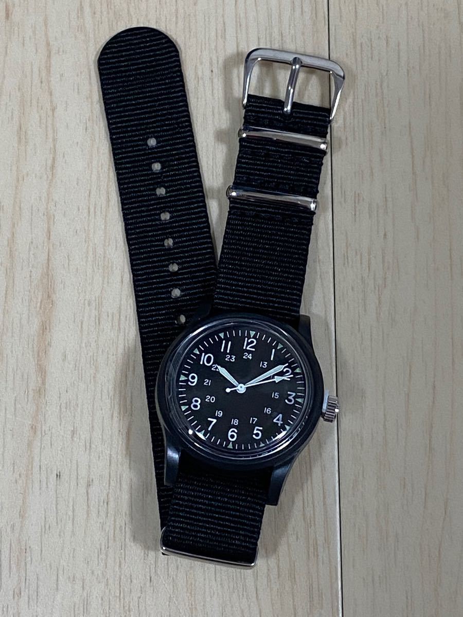 新品?正規品 ミリタリーウォッチ 腕時計 セイコークォーツ NATOベルト ネイビー