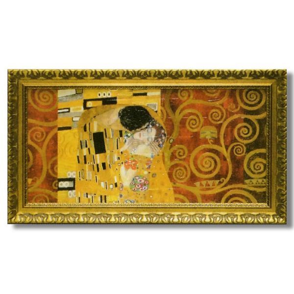 ☆クリムト『ザ・キス』複製画 絵画 新品 額付き 抽象画 カップル 世界の名画【YP-GK12032】 複製画販売 クリムト 接吻 額縁付き