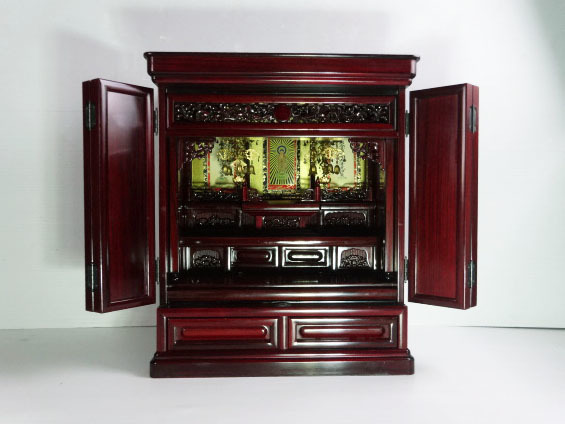  high class family Buddhist altar * natural tree ... carving hanging scroll attaching Buddhist altar fittings compact furniture style * tube 36172