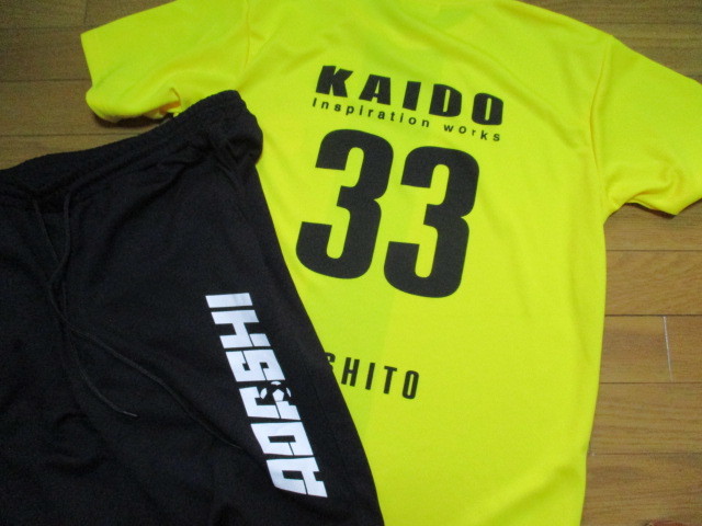 新品　即決価格　アオアシ　Tシャツ　ハーフパンツ　上下　セット　Lサイズ　サッカー　ASHITO KAIDO　黄色　セットアップ　早い者勝ち_画像1